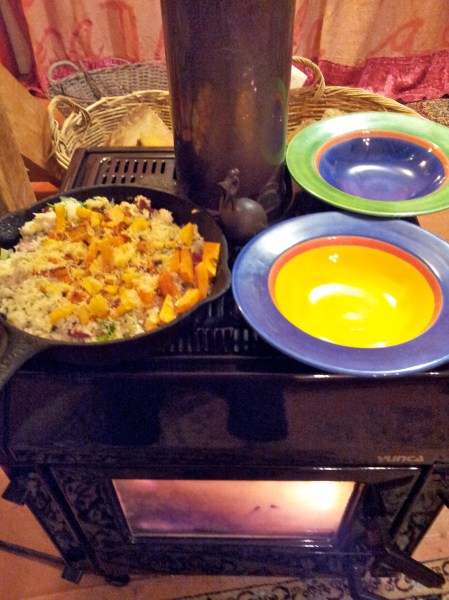  The burner warmed our plates and kept the frittata hot until we were ready to eat.